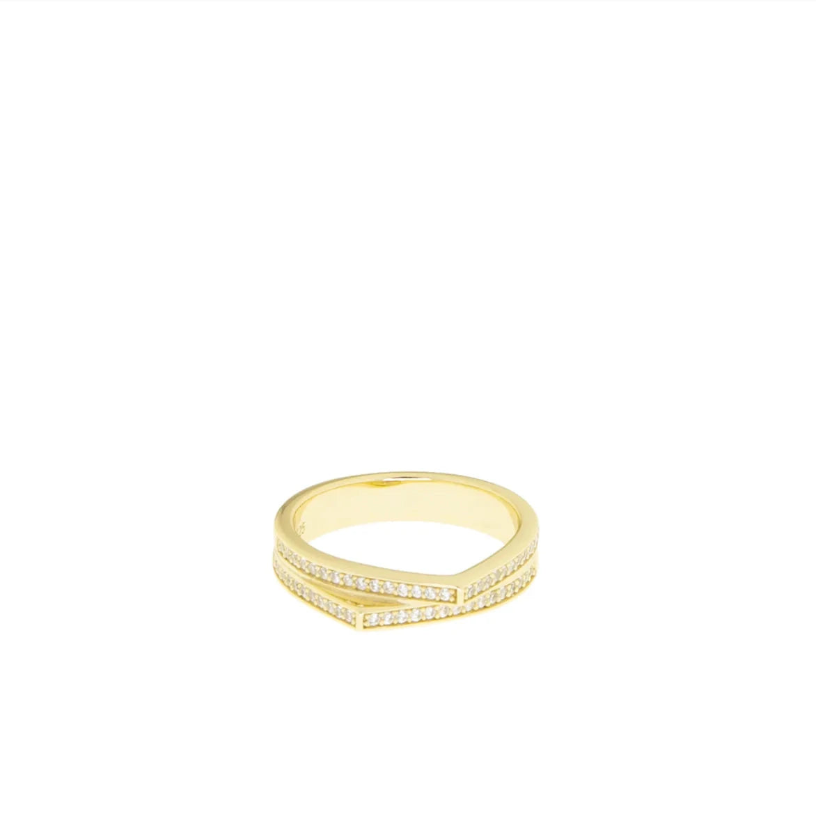 Gold Plated-Double Pointed CZ Ring