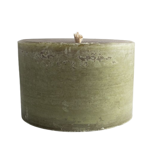 Round 1-Wick Pillar Candle Dark Green