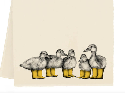 Duck with Boots Tea Towel