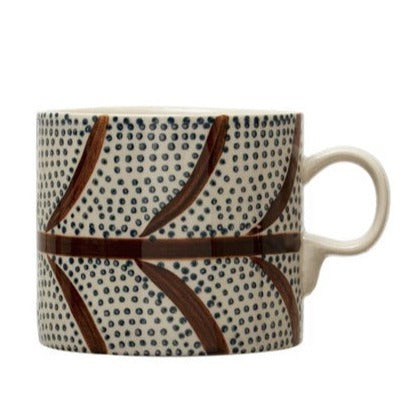 16 oz. Hand-Painted Stoneware Mug w/ Pattern