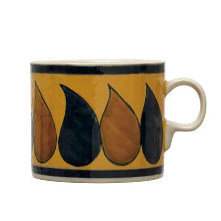 16 oz. Hand-Painted Stoneware Mug w/ Pattern