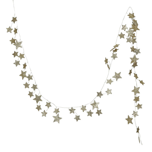 Glitter Paper Star Garland, Gold Color